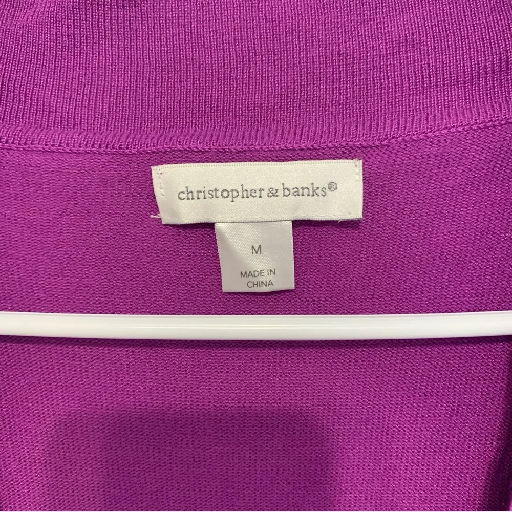 Christopher & Banks Deep Violet Women's Knit Open Front Cardigan Size Medium